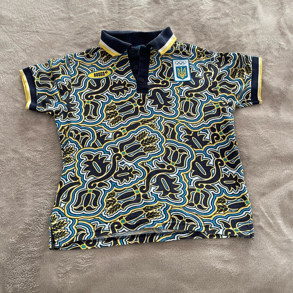 Kids Patterned Polo Shirt - Blue and Yellow